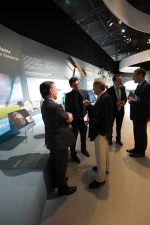 Fernando Doblas, Jean-François Clervoy present the ESA pavilion