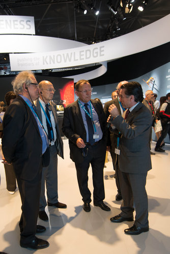 Fernando Doblas presents to the Members of the OPECST of France the ESA Pavilion