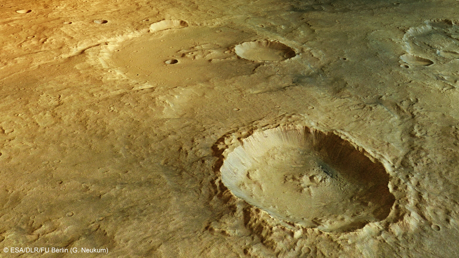 Landslides inside a crater