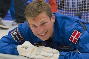 ESA astronaut Andreas Mogensen preparing for weightlessness