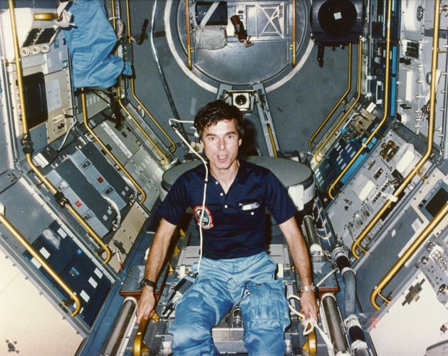 Ulf Merbold inside Spacelab-1