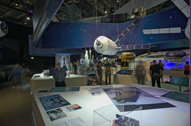 Public at the ‘Space for Earth’ space pavilion at ILA