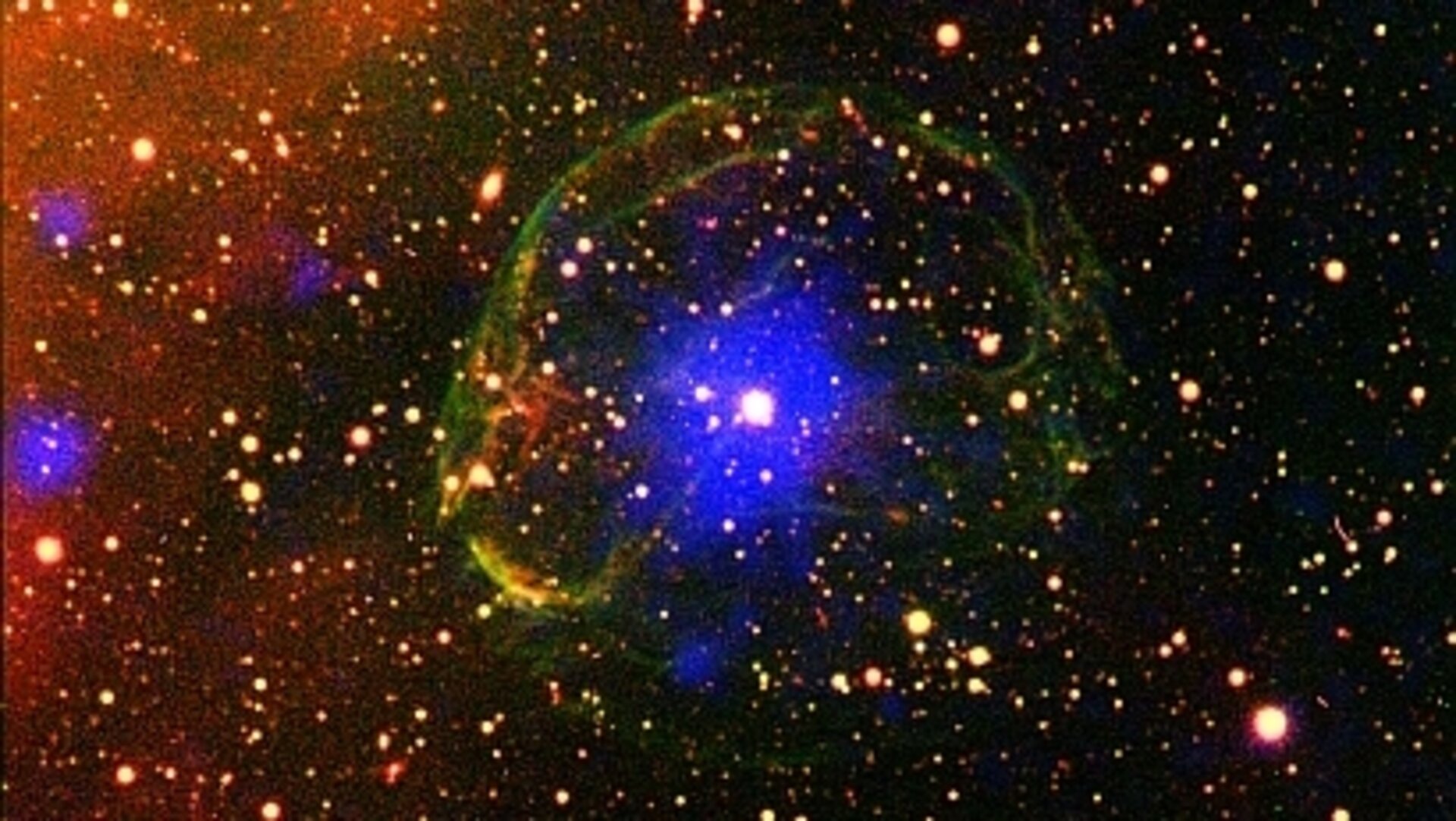 Pulsar encased in supernova bubble