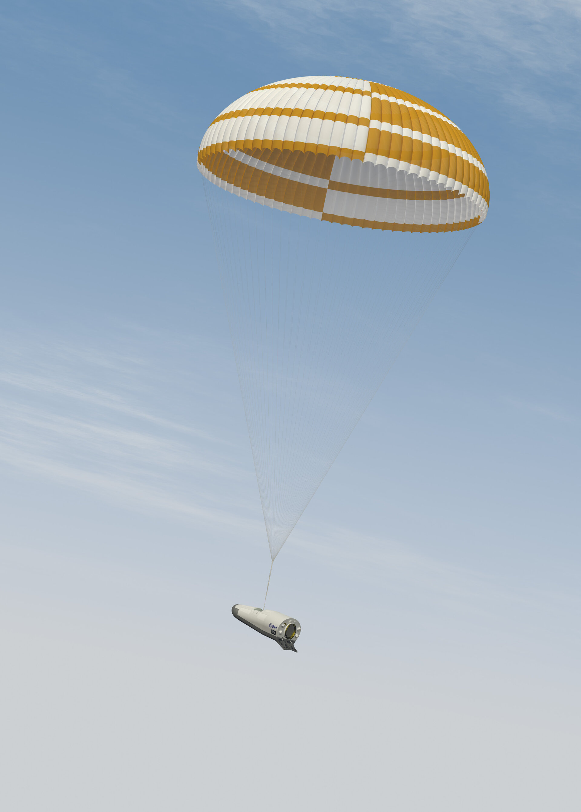 Artist's view of IXV deploying a parachute to slow its descent 
