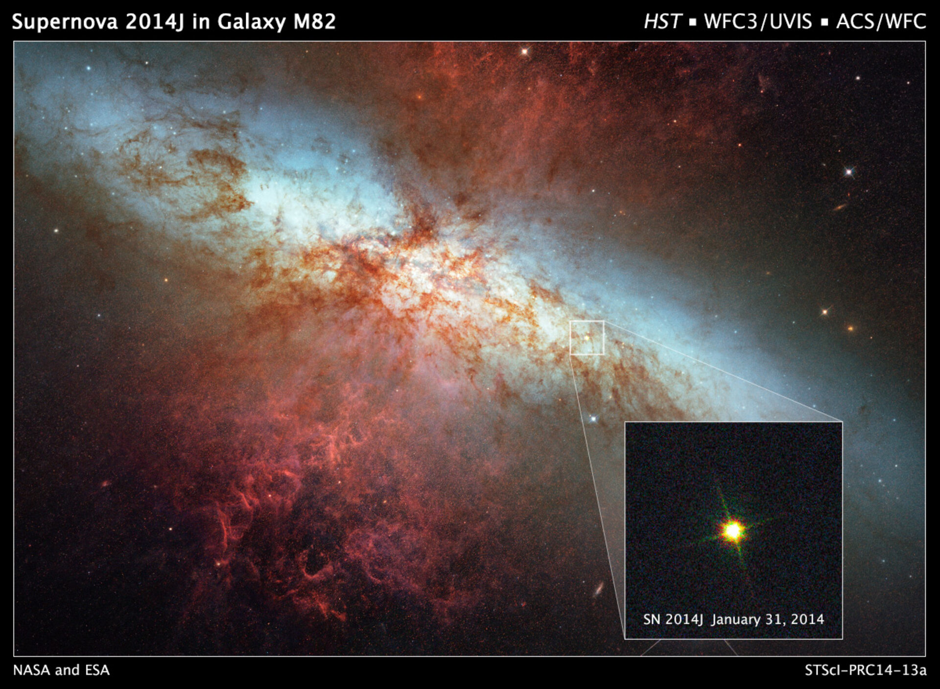 Supernova SN2014J in nearby galaxy M82