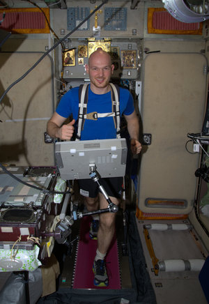 Alexander exercising in space