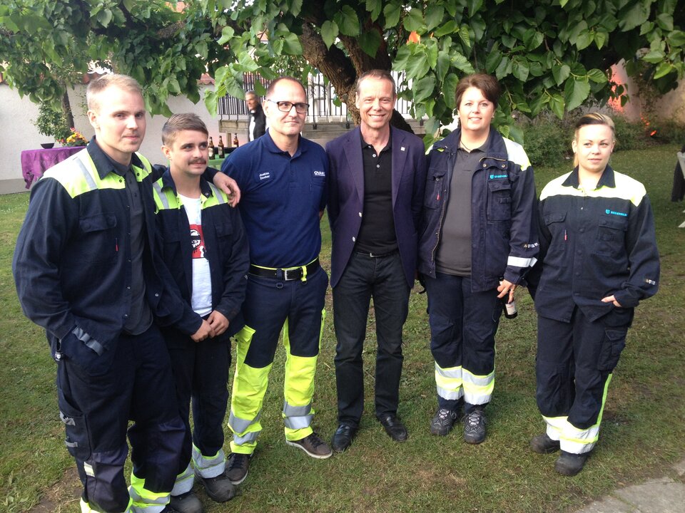 Christer Fuglesang and steel mill workers