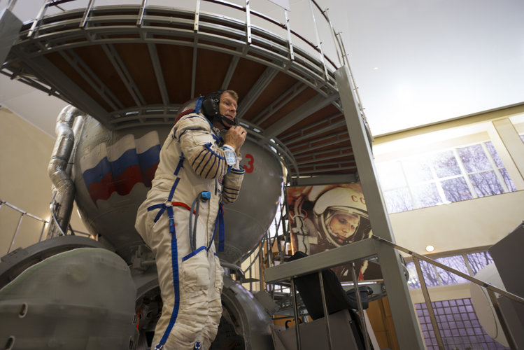 Timothy after training in the Soyuz TMA simulator