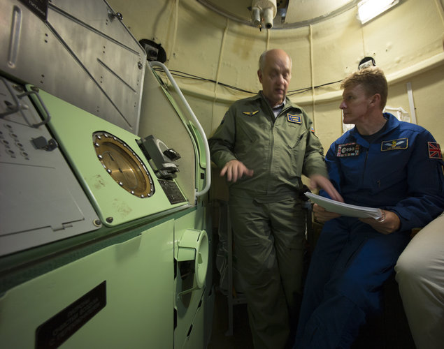 Timothy during the preparation for the simulation inside the Soyuz capsule