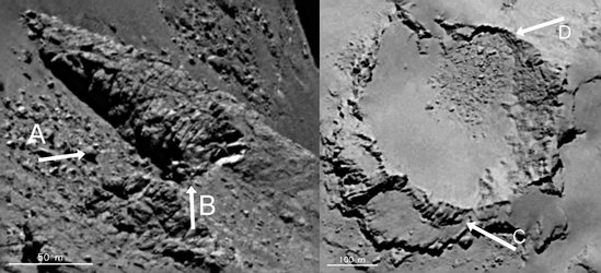 Fractures, uplift and debris (labelled)