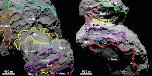 Getting to know Rosetta’s comet – region maps