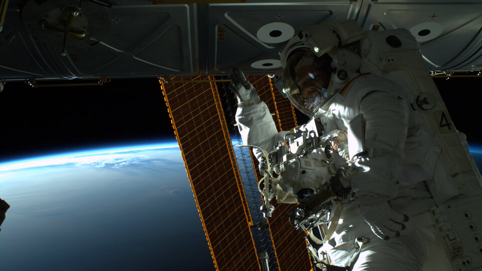 ESA astronaut Alexander Gerst during spacewalk