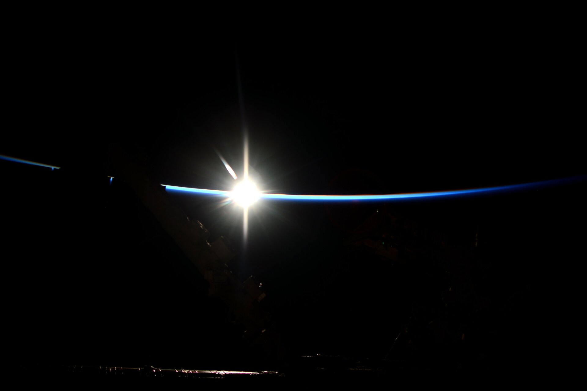 Sunrise seen from Space Station highlighting our atmosphere