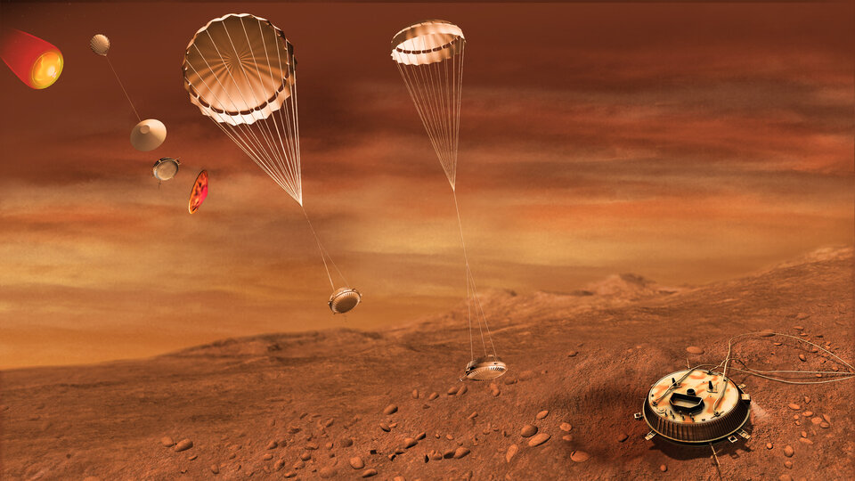 Opadanie sondy Huygens i jej lądowanie w 2005 roku