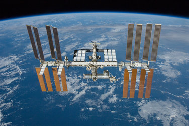 The ISS seen on May 23 2010 from the departing Space Shuttle mission STS-132