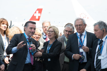 Members of the French Parliament at the ESA Pavilion