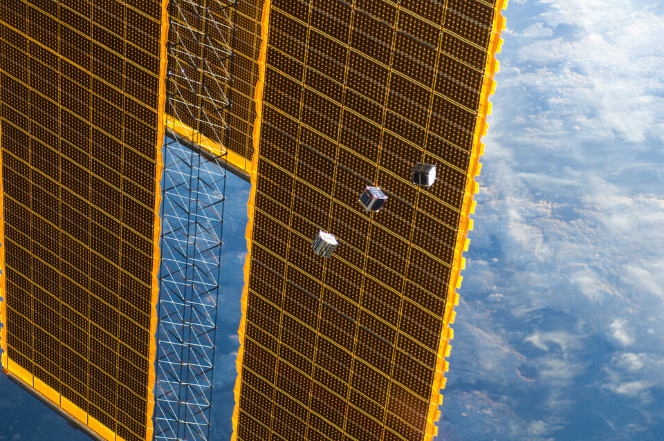 CubeSats leaving ISS