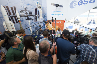 Press conference at the ESA chalet
