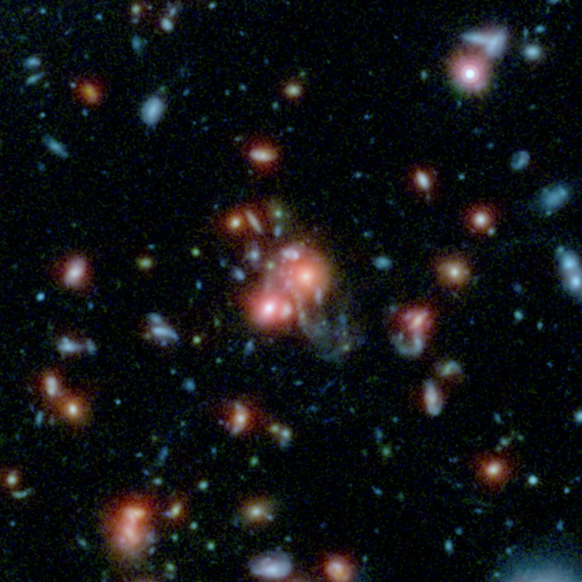 Galaxy cluster with bursting heart