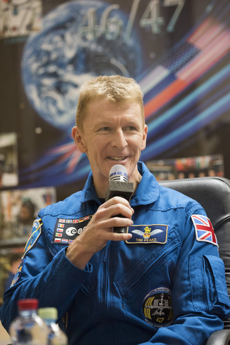 ESA astronaut Tim Peake answers questions during the pre-launch press conference