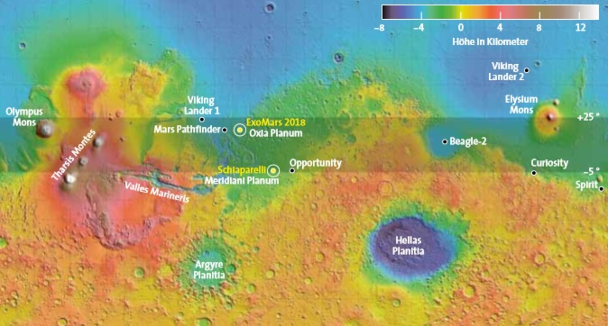 Oxia Planum ist der derzeit wahrscheinlichste Landeplatz für die Mission ExoMars 2020 