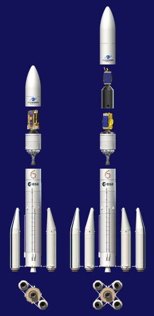 Modular and versatile: Ariane 6 components – blue background