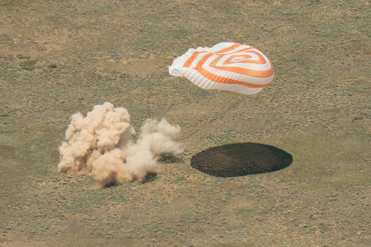 Landing of the Soyuz TMA-19M spacecraft