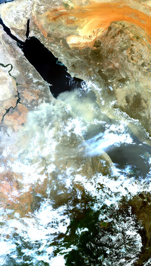 Dust storm over the Red Sea