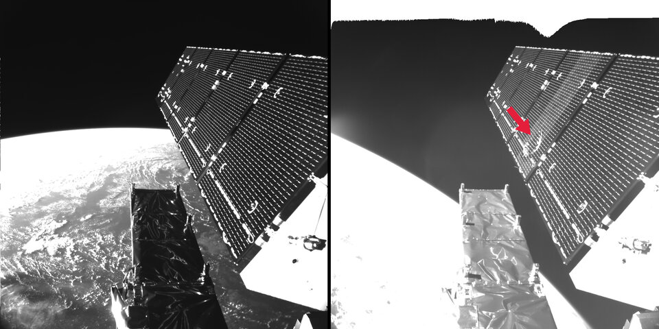 Sentinel-1A fragment impact in space