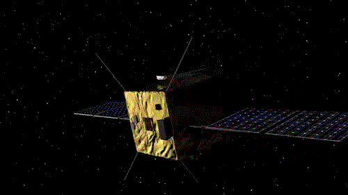 The AIM spacecraft watches from afar as DART approaches and hits Didymoon