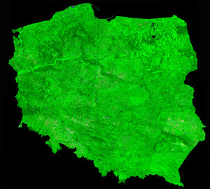 A cloud-free image of Poland, acquired by ESA's Proba-V satellite