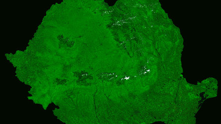 A cloud-free image of Romania, acquired by ESA's Proba-V satellite