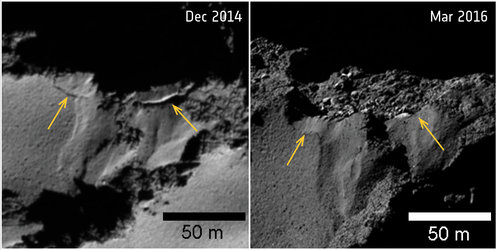 Comet changes: collapsing cliff in Ash