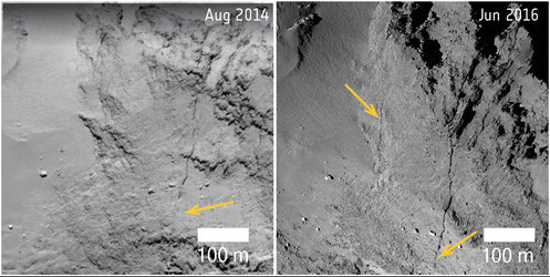 Comet changes: fracture growth in Anuket