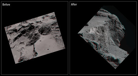 Comet cliff collapse in 3D
