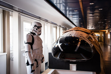 Stormtrooper beside IXV model