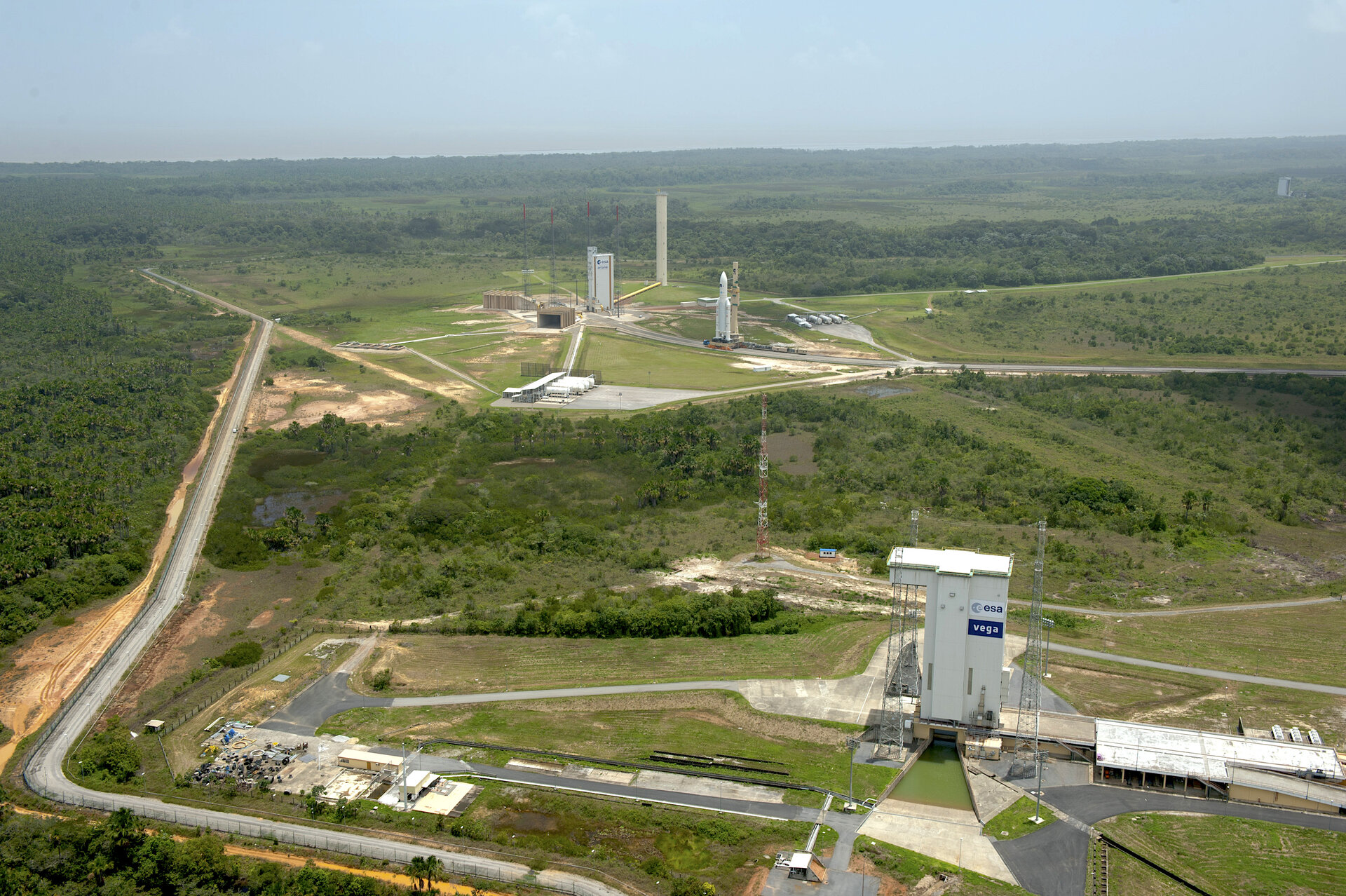 Vega and Ariane 5 launch pads at Europe's Spaceport