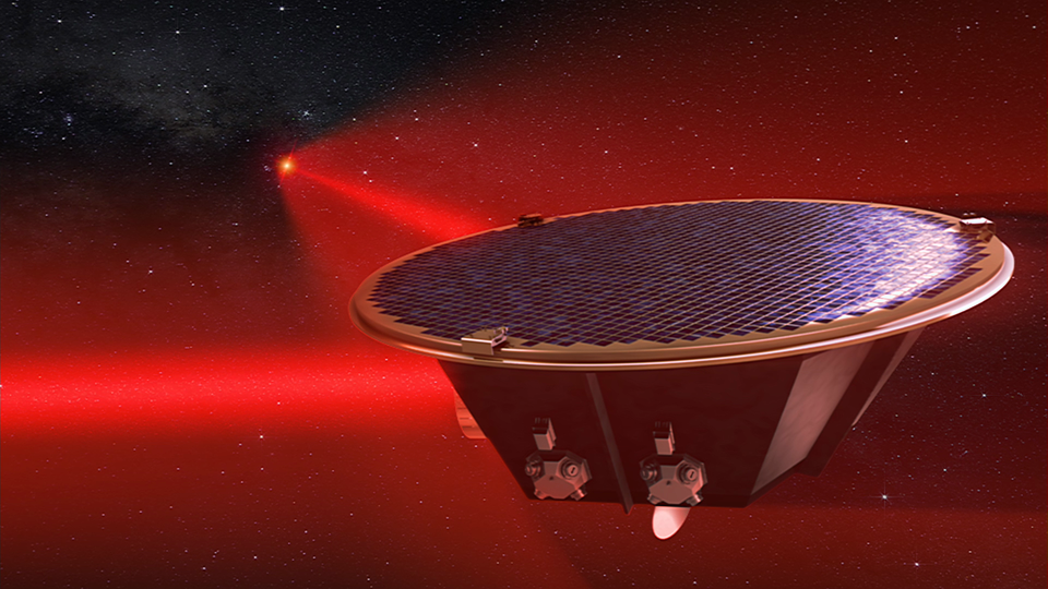 LISA sera composée d’une constellation de trois sondes qui seront reliées par laser sur une distance de plusieurs millions de kilomètres