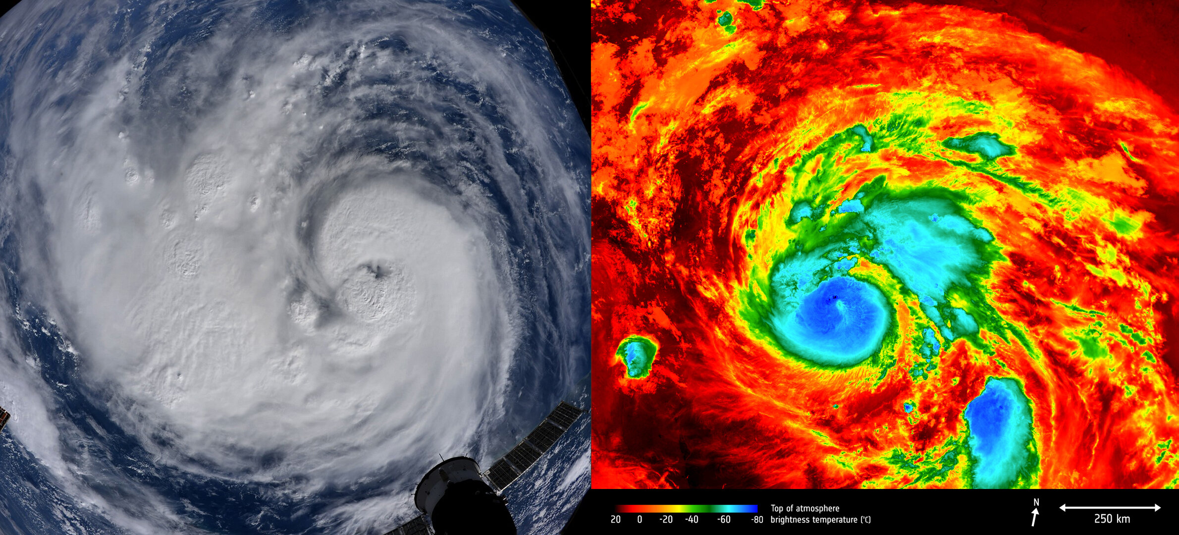 Dual view of Hurricane Harvey