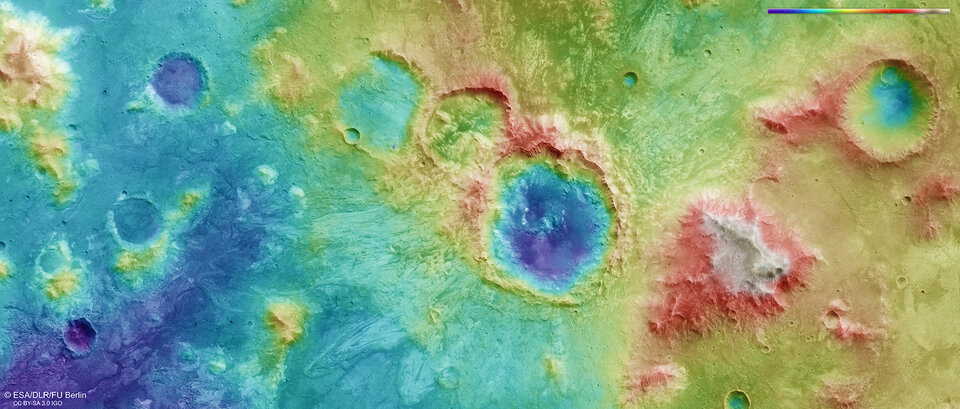 Topography of a cratered region on Mars