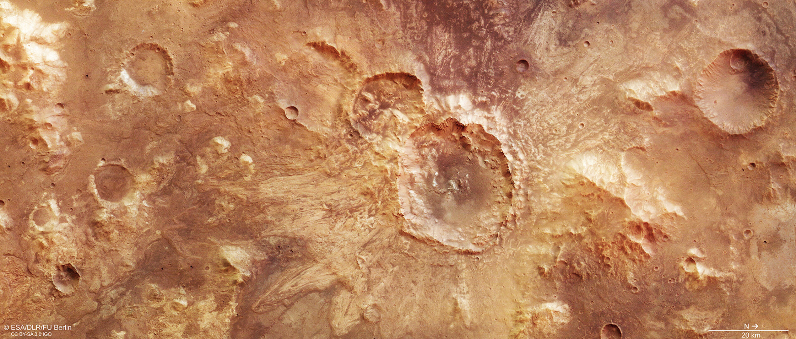 Water-rich impact crater on Mars
