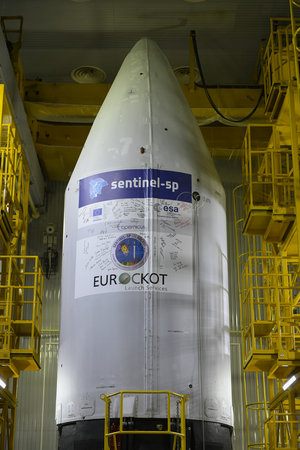 Sentinel-5P fairing sticker signed off