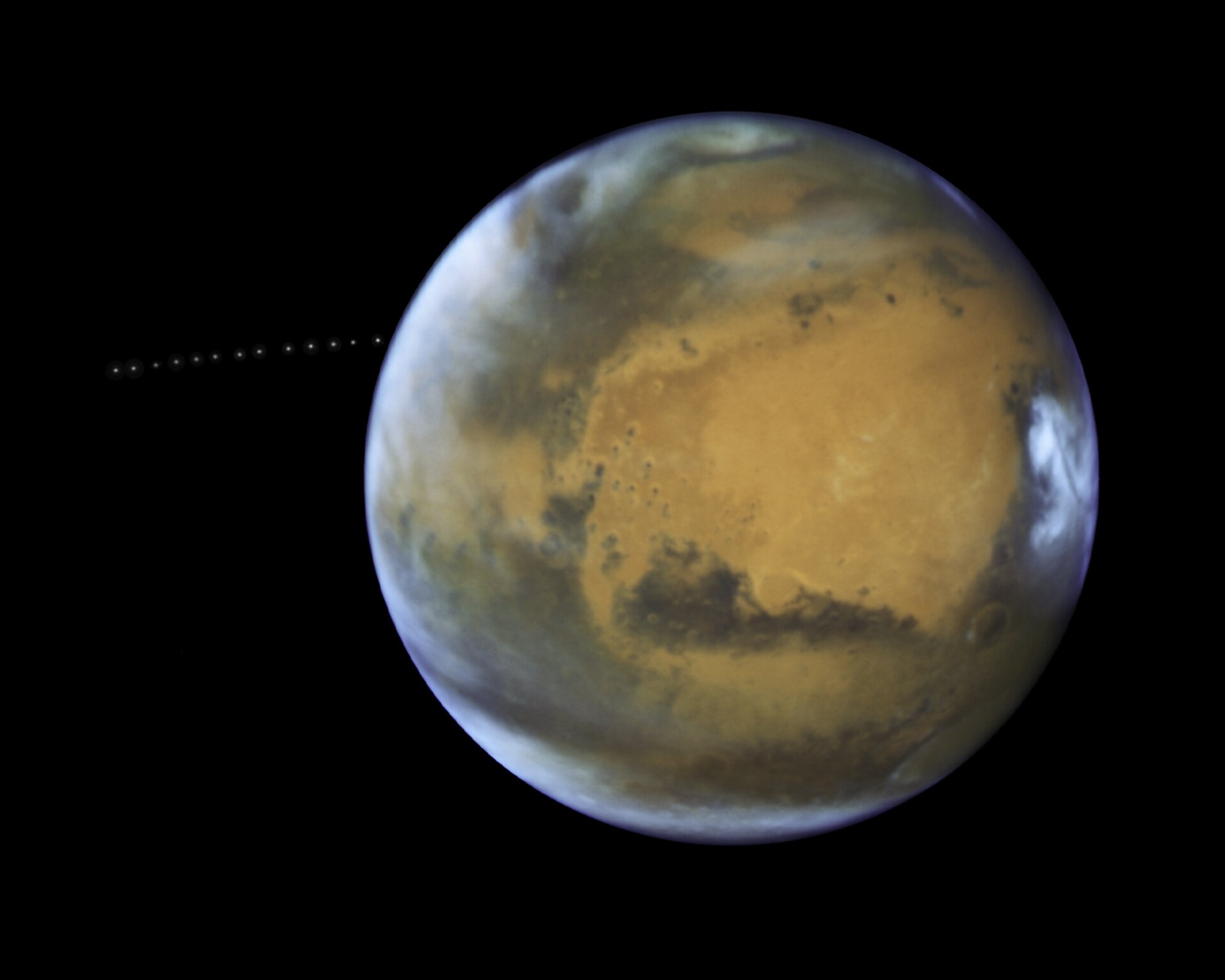 Phobos orbiting Mars