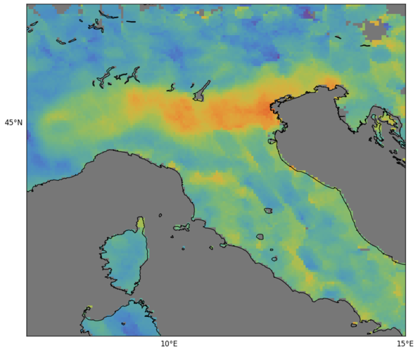 Carbon monoxide over northern Italy from Sentinel-5P