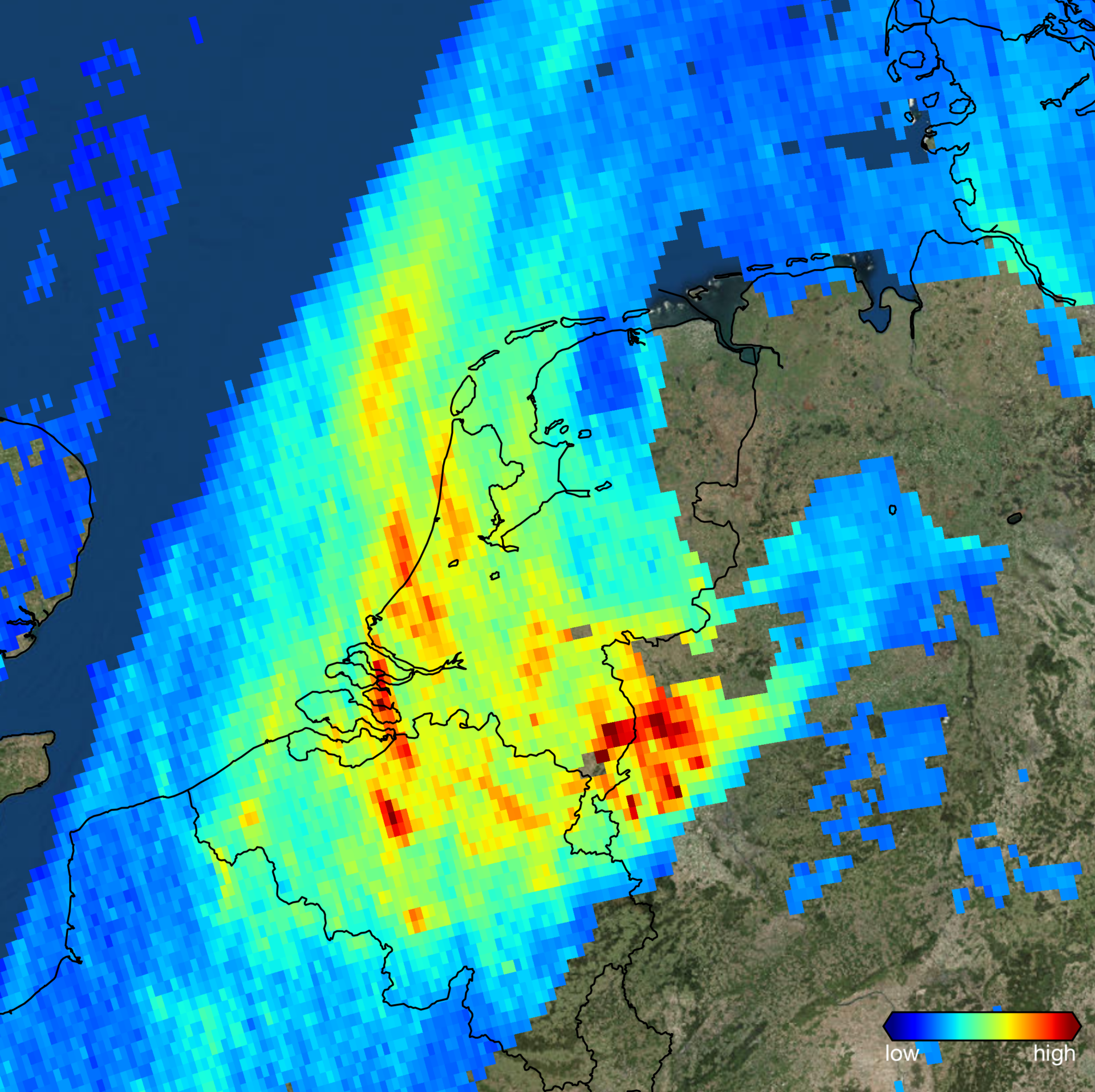 Nitrogen dioxide over the Netherlands