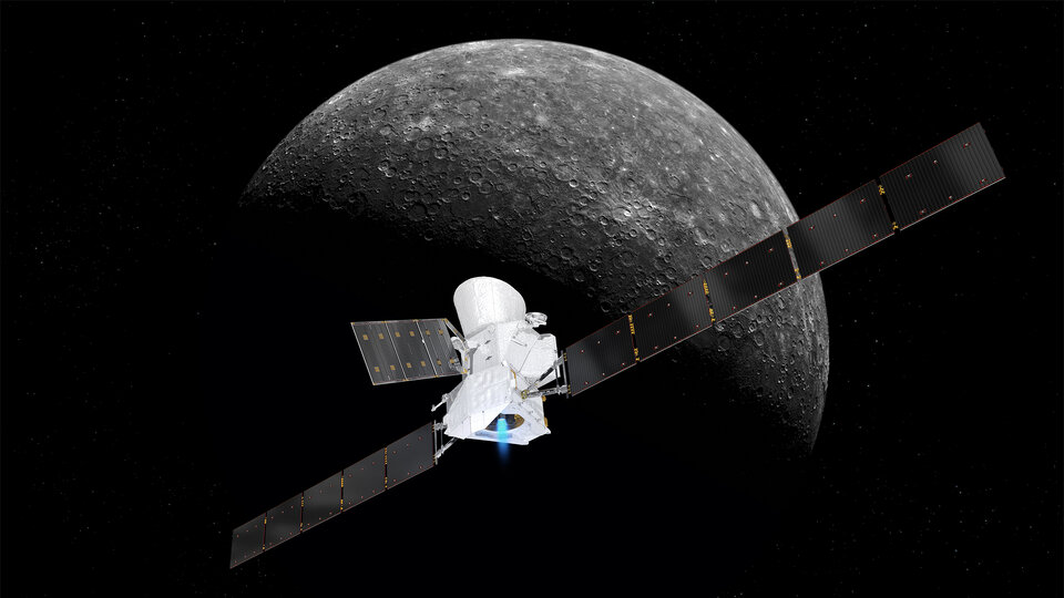 BepiColombo bei der Ankunft auf dem Merkur