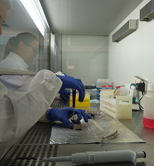Students preparing samples