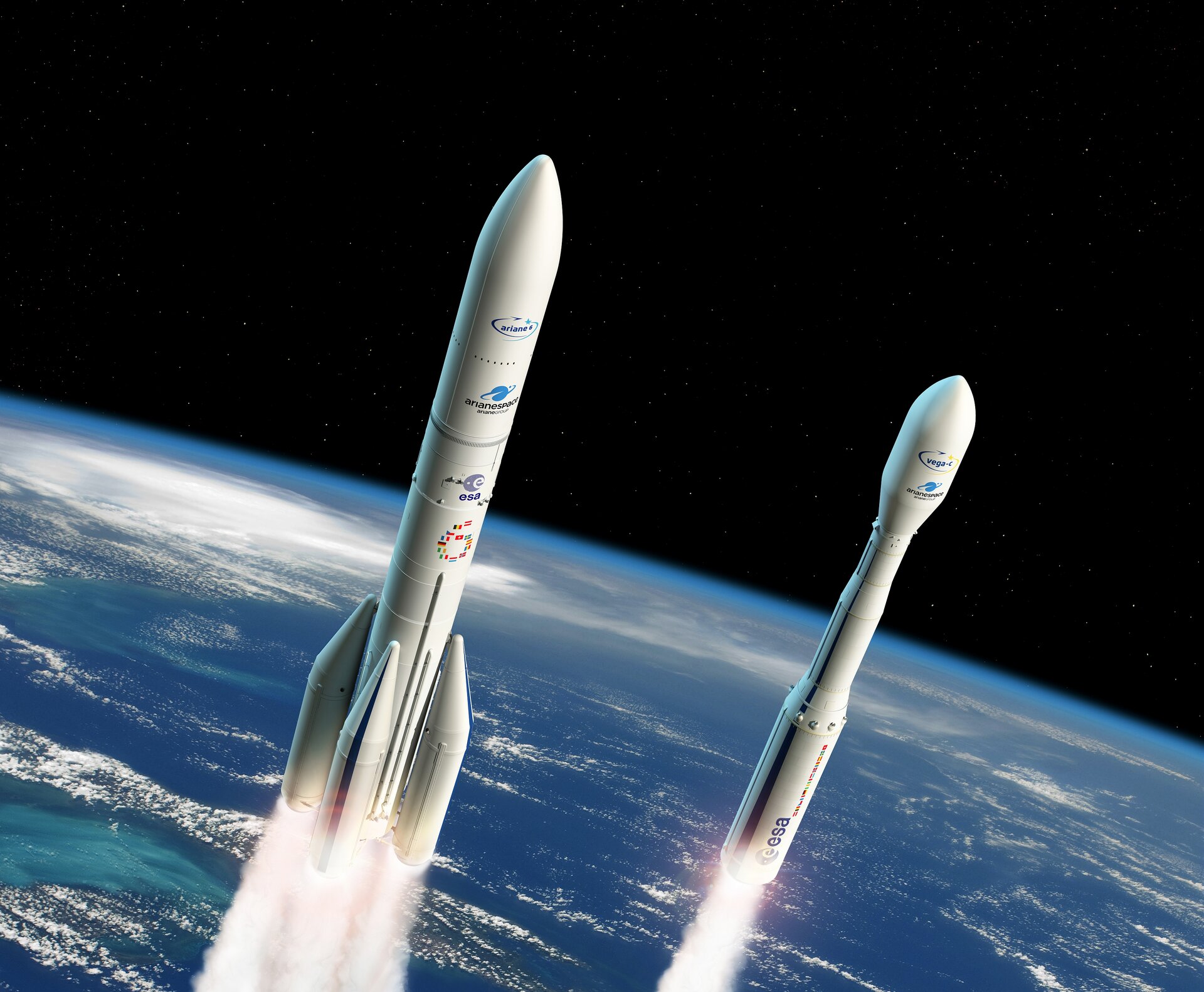 Artist's view of Ariane 6 and Vega-C