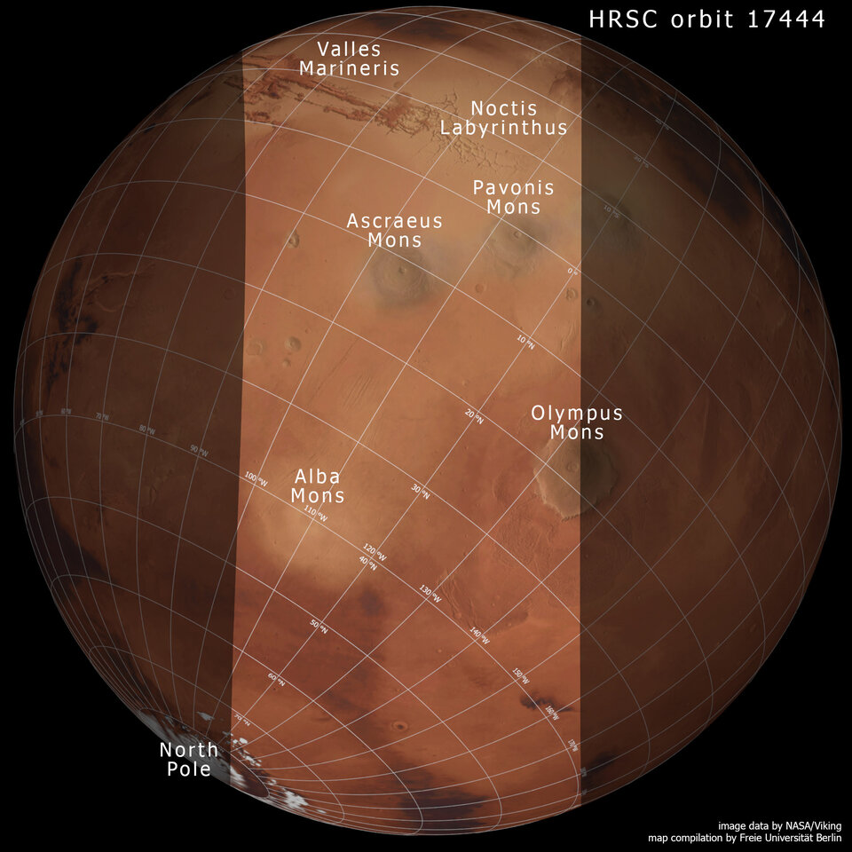 Location map of the Tharsis region on Mars