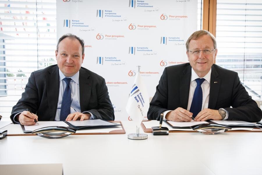 Ambroise Fayolle, Vizepräsidenten der Europäischen Investitionsbank (EIB) und ESA-Generaldirektor Jan Wörner